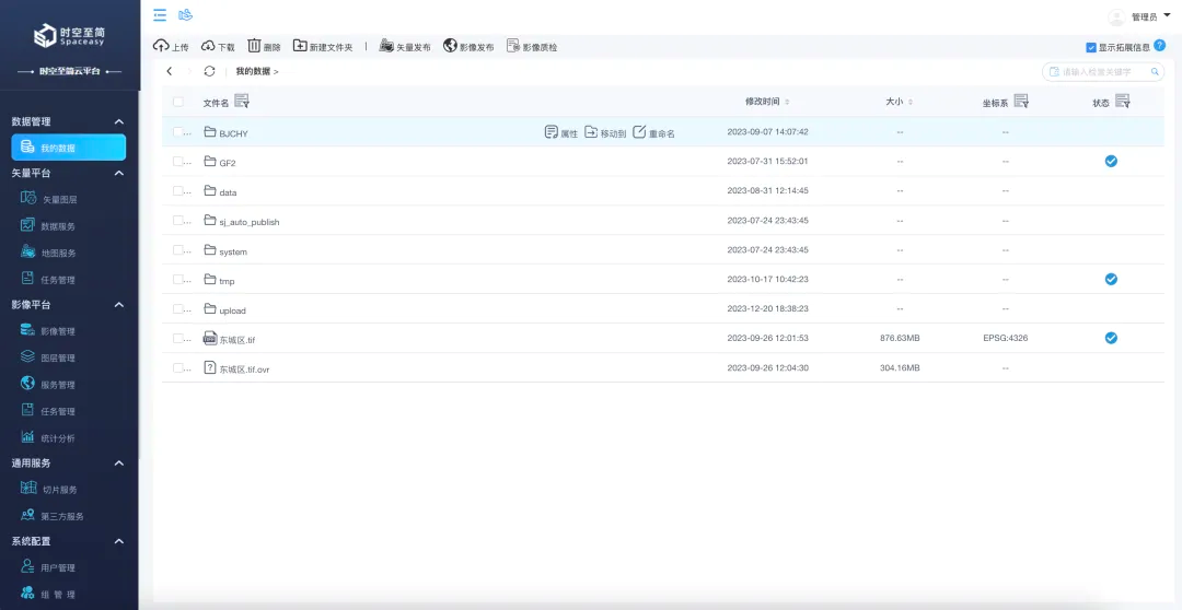 Data Easy Spatiotemporal Data Platform Management Interface